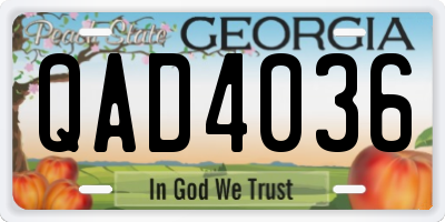 GA license plate QAD4036