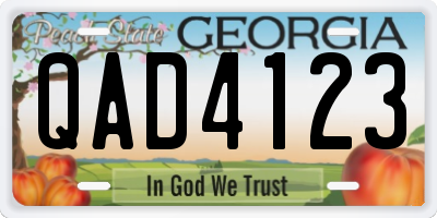GA license plate QAD4123