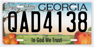 GA license plate QAD4138