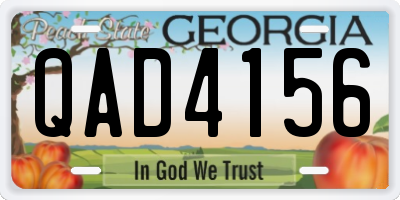 GA license plate QAD4156