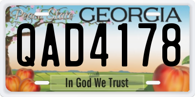 GA license plate QAD4178
