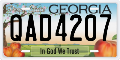 GA license plate QAD4207