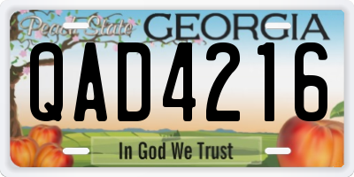 GA license plate QAD4216