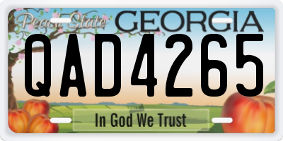 GA license plate QAD4265