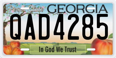 GA license plate QAD4285