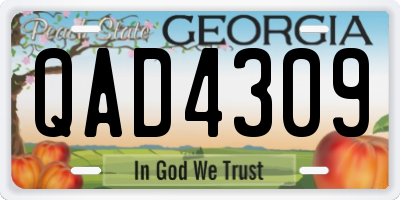 GA license plate QAD4309