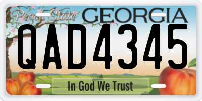 GA license plate QAD4345