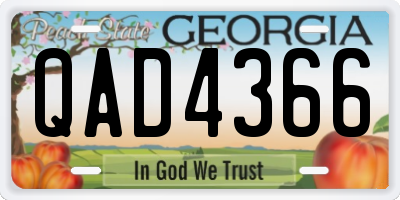 GA license plate QAD4366
