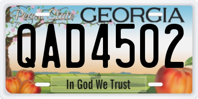 GA license plate QAD4502