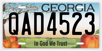 GA license plate QAD4523