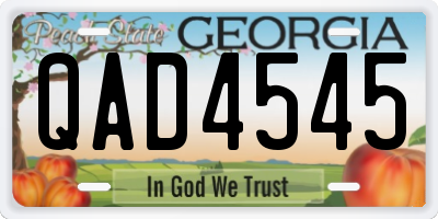 GA license plate QAD4545