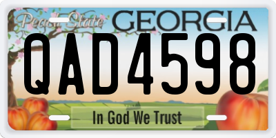 GA license plate QAD4598