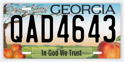 GA license plate QAD4643