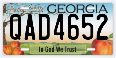 GA license plate QAD4652