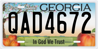 GA license plate QAD4672