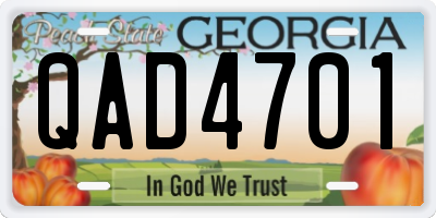 GA license plate QAD4701