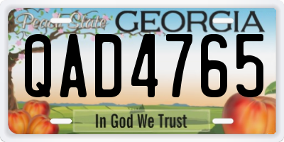 GA license plate QAD4765
