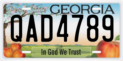 GA license plate QAD4789