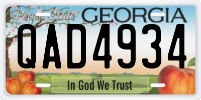 GA license plate QAD4934
