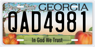GA license plate QAD4981