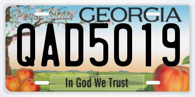 GA license plate QAD5019
