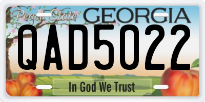 GA license plate QAD5022