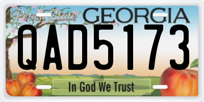 GA license plate QAD5173