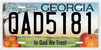 GA license plate QAD5181