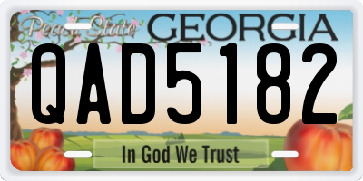 GA license plate QAD5182