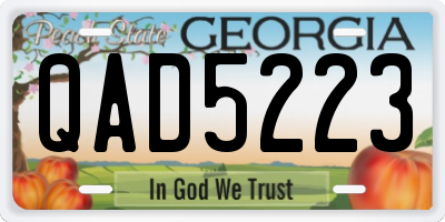 GA license plate QAD5223