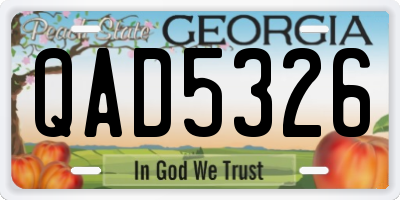 GA license plate QAD5326