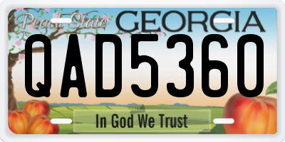 GA license plate QAD5360