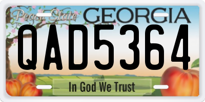 GA license plate QAD5364
