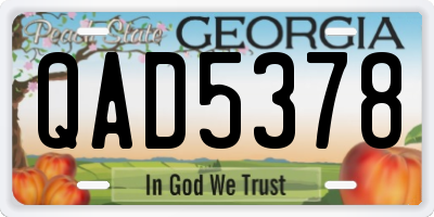 GA license plate QAD5378