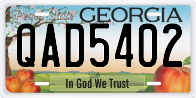 GA license plate QAD5402