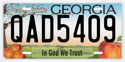 GA license plate QAD5409