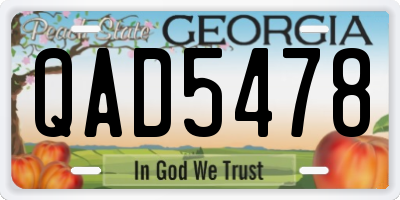 GA license plate QAD5478