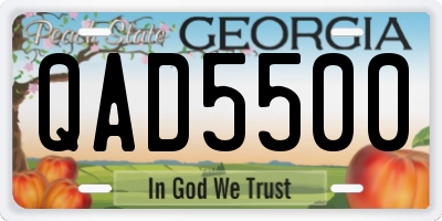 GA license plate QAD5500