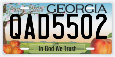 GA license plate QAD5502
