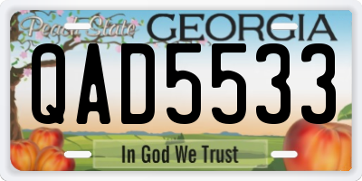 GA license plate QAD5533