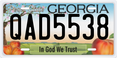 GA license plate QAD5538