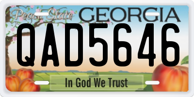 GA license plate QAD5646