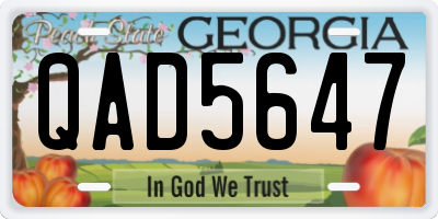 GA license plate QAD5647