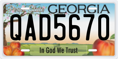 GA license plate QAD5670