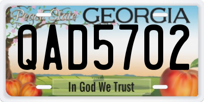 GA license plate QAD5702