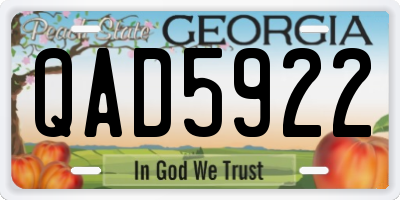 GA license plate QAD5922