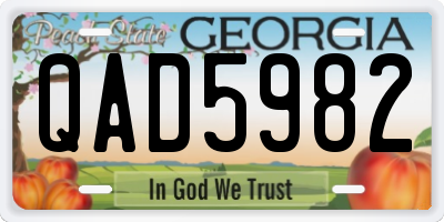 GA license plate QAD5982