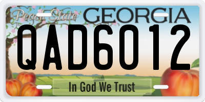 GA license plate QAD6012
