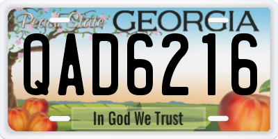 GA license plate QAD6216