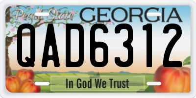 GA license plate QAD6312